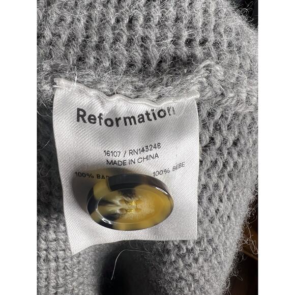 Reformation Belvedere Oversized Sweater Size Small Gray Baby Alpaca Collared - Picture 7 of 8